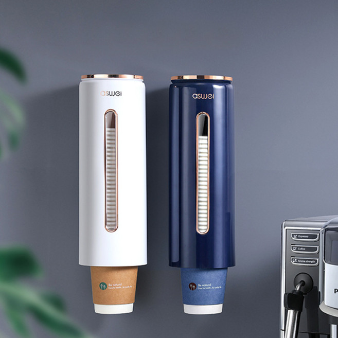 [Y+1] 고급진 자동 종이컵수거함 종이컵 홀더 종이컵디스펜서, 골드화이트, 1개