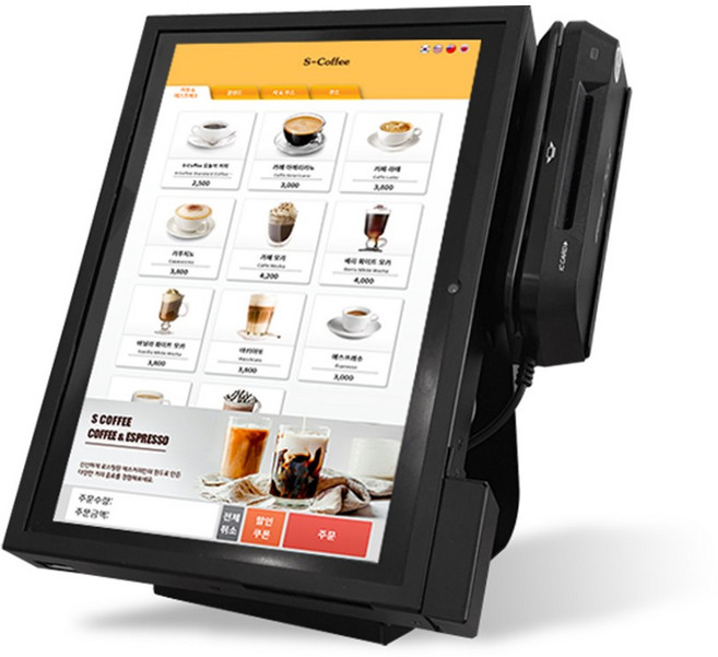 잘컴 제키오 키오스크 10.1인치 안드로이드 1인매장 비대면 셀프오더 주문결제 미니 키오스크 무인 계산대 주문기 포스기 식당 카페 테이블오더 ZEKIO-101TSOK, 관절형 탁상 클램프 거치대, 감열프린터(ZTP-80USL), 핸디형 바코드 스캐너(ZECOD-03)+거치대 포함, 1개