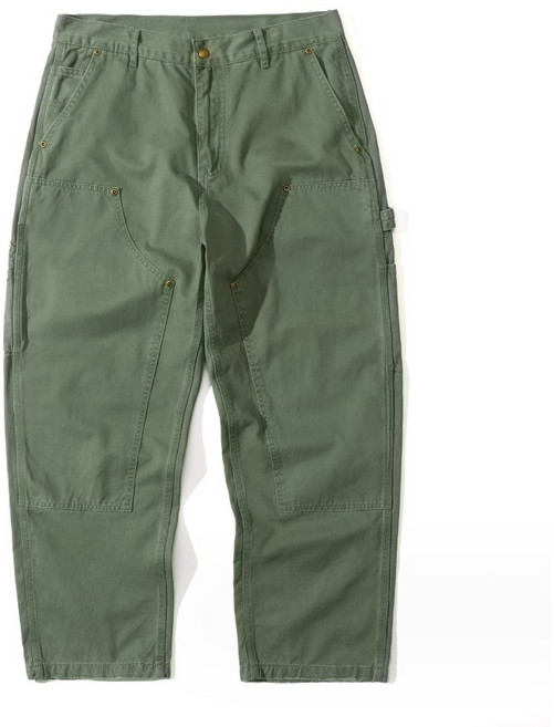 雙膝伐木工裝褲 復古水洗做舊經典版型工裝褲 通勤工作褲