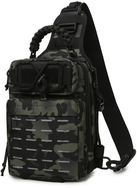 Neirny 남자 전술 낚시 숄더 크로스백 여행 캠핑 야외 밀리터리 택티컬 낚시 보조 군인 가방 루어가방 슬링백, 블랙CP