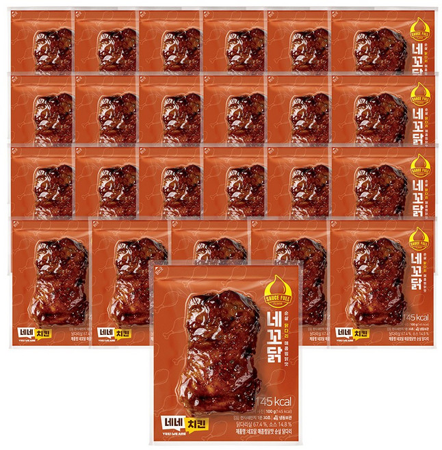 네네치킨 네꼬닭 순살 닭다리 매콤찜닭맛, 100g, 24개