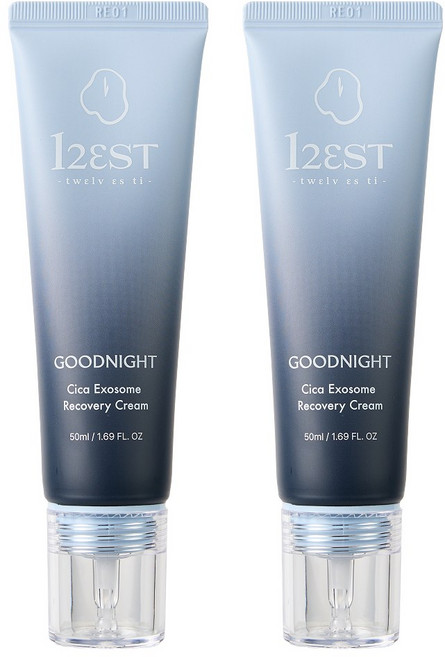 12EST 트웰브에스티 굿나잇 시카 엑소좀 리커버리 앰플 크림, 2개, 50ml