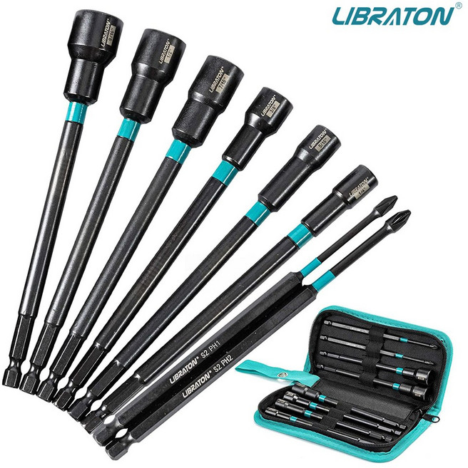 LIBRATON 마그네틱 너트 드라이버 너트 생크 생크 육각 드라이버 메트릭 SAE 세트 드라이버 비트 비트 인치 너트 너트 드라이버 인치, 8PCS Set SAE, 1개