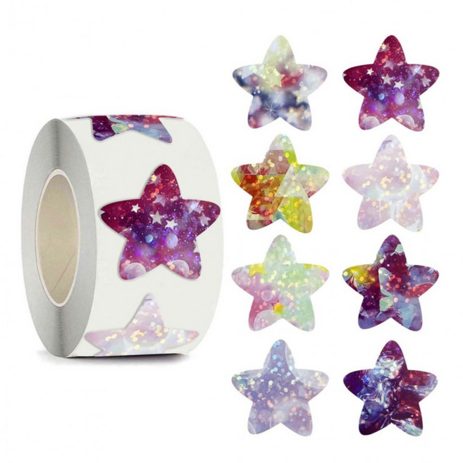 500매입 레이저 반짝이 별 스타 스티커, 1세트, 혼합(S2224) 500매