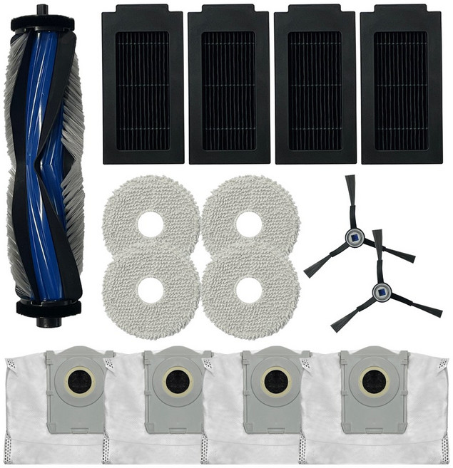 올데이컴퍼니 에코백스 디봇 T50 프로 옴니 Pro Omni 호환 로봇청소기 소모품 물걸레 더스트백 브러쉬 필터 걸레 먼지봉투 세트, 1세트, 15개