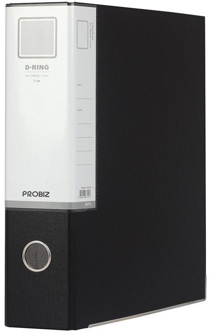 프로비즈 합지 3공 인덱스 D링 바인더 A4, 흑색, 7cm