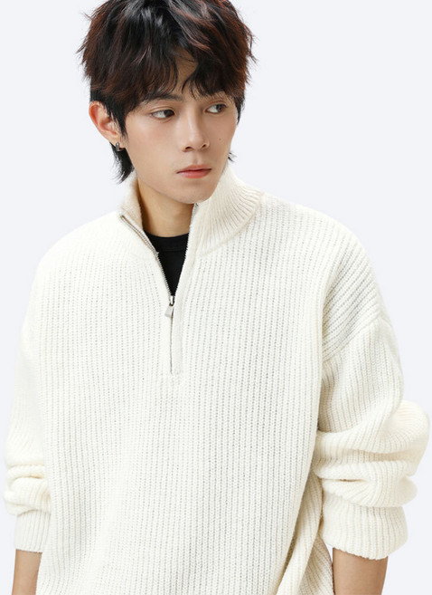 에치케이 남녀공용 빅사이즈 드롭숄더 하프집업 베이직 니트 티셔츠 가을 겨울 의류