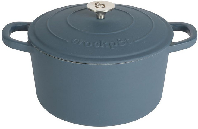 Crock Pot Artisan 원형 에나멜 주철 더치 오븐 5쿼트 선셋 오렌지 260917, 7쿼트, 무광 네이비 블루