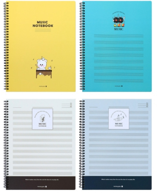모닝글로리 / 6000 하드커버 음악 스프링노트 (A4 좌철) / 음악노트A4 악보노트 오선지노트 음악노트스프링 음악공책 오선노트 하드커버음악노트 오선지음악노트성인용 음악공책, 3개, 표지디자인랜덤