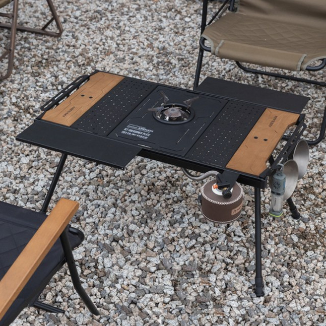 아베나키 미니멀 IGT 테이블 2유닛 좌식 높이조절, 블랙