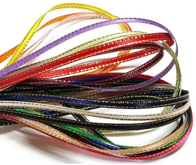 천사리본 양금사 3mm 한롤 100마 양금사 리본 한롤 포장리본 선물 공단리본 리본끈 포장끈 선물끈 양금사리본 공단 리본 금사리본 좁은리본 카네이션리본, 크림