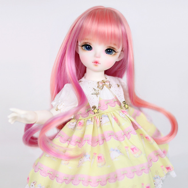 구체관절인형 가발 투톤 웨이브 6-7인치 26cm급용 USD 국내제작, A. 코럴 핑크 (가발만,인형미포함), 1개