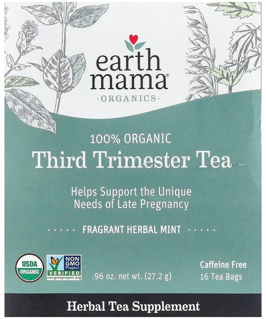 Earth Mama Organics 100 유기농 후기 차 민트 카페인 무함유 티백 16개 27.2g(0.96oz) EMA-01015, 1.7g, 1 - 쿠팡