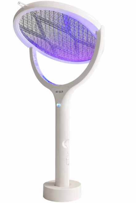 HU:ELLE LED 유인 3중보호 전기 모기채 충전식, 우유니화이트