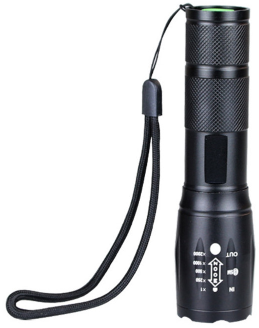 CREE T6變焦手電筒，高亮度LED，伸縮變焦，鋁合金外殼，多種照明模式, 1個