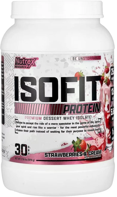 Nutrex Research Isofit 딸기 크림 2.16 lbs (978g), 978g, 1개 - 쿠팡
