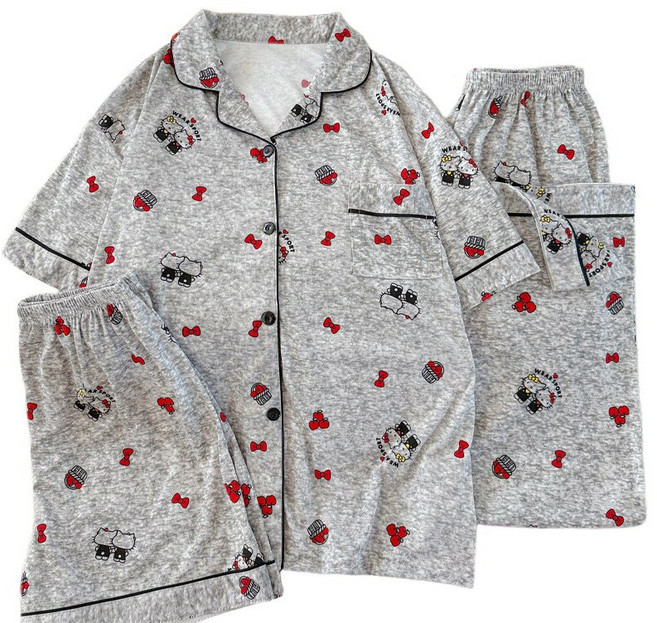 Lris 헬로키티 잠옷세트 반팔 반바지 긴바지 홈웨어 3종세트