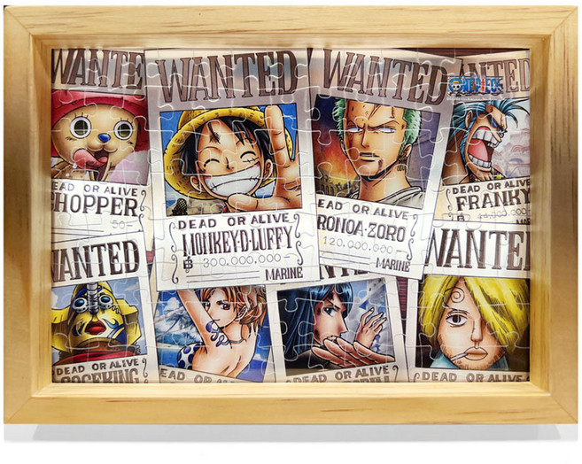 원피스 글래스 직소 퍼즐 100조각 인테리어 액자, 1개, 현상수배, 100피스