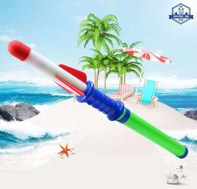 空氣火箭發射器玩具 軟火箭飛行玩具 59cm 適合室內外互動遊戲, 藍色, 1個