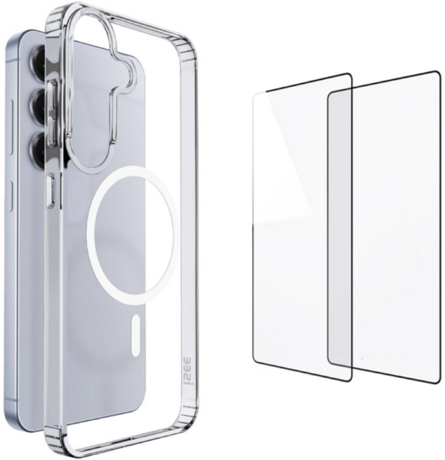 아이시(isee) 갤럭시 맥세이프 케이스 투명 카메라컷 + 강화유리 2장 (3000가우스 초강력 자석 / 변색방지)