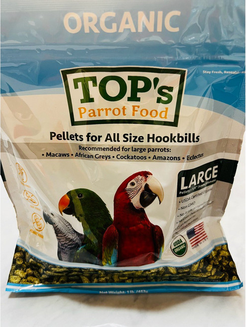 TOP's 鸚鵡飼料，適用於各種體型鉤嘴鳥，大型顆粒冷壓滋養丸, 1個, 一磅453公克2027/06
