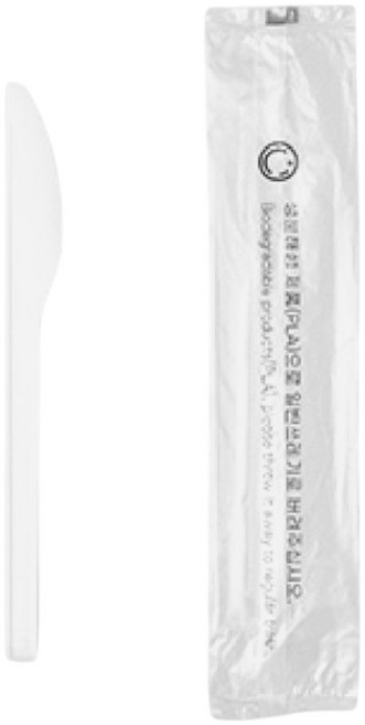아이엠그리너 생분해 PLA 일회용 나이프 화이트 개별포장, 3개, 100개입