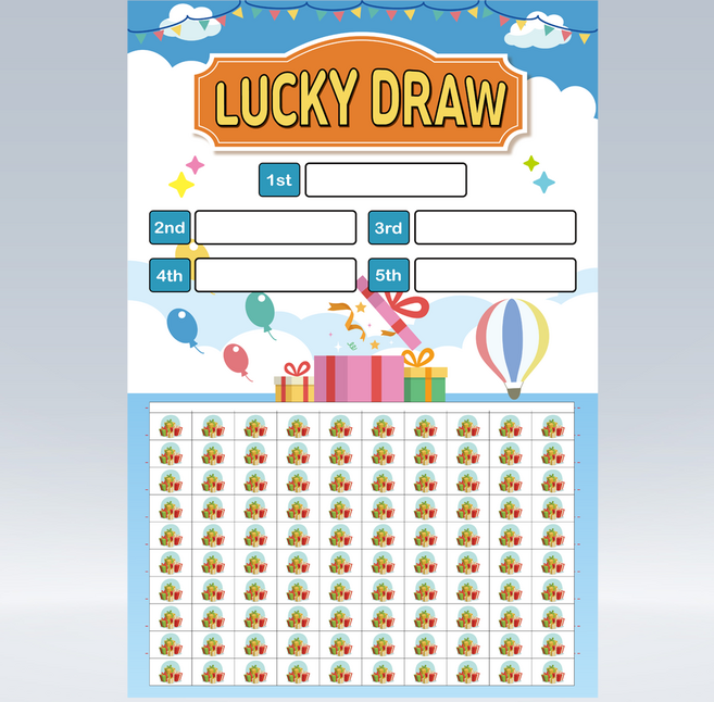 도도한날 A3보다 더 큰사이즈 랜덤 뽑기게임 추억의 레트로 종이뽑기판, 럭키하늘색 100, 1개