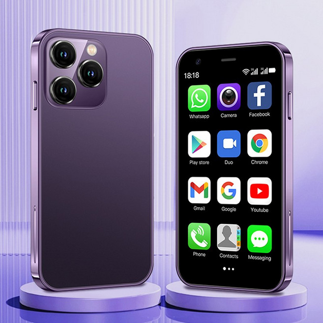 SOYES XS15 미니 안드로이드 8.1 스마트폰 3.0인치 디스플레이 2GB RAM 16GB ROM 듀얼 SIM 대기 플레이 스토어 3G 리틀 폰, 자주색