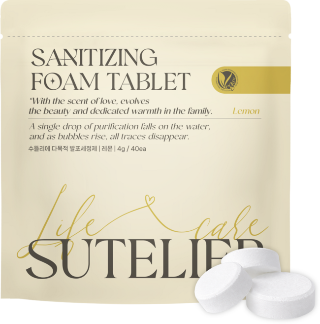 수뜰리에 비건 인증 다목적 발포세정제 텀블러클리너, 40개, 4g