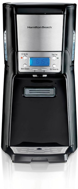 해밀턴 비치 원 프레스 프로그래머블 디스펜싱 드립 커피 메이커(12컵 내부 브루 포트 물 저장소 크롬 포함 블랙)(48464), Black with Chrome, 커피메이커, 1개