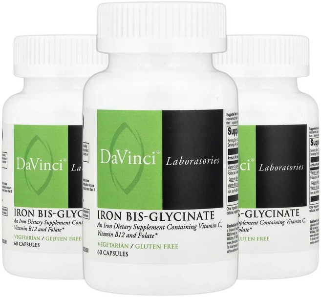 다빈치래버러터리 철분 IRON 아이언 비스-글리시네이트 캡슐 60정 2+1, 3개, 60회분 - 쿠팡