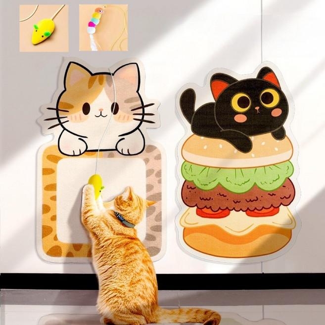 부착식 펠트 고양이 스크래쳐, 1개, A02 햄버거