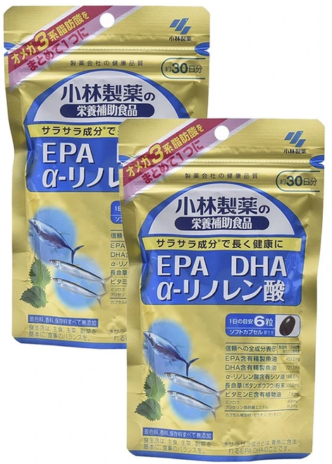 고바야시 DHA EPA 알파 리놀렌산 타블렛, 2개, 180정 - 쿠팡