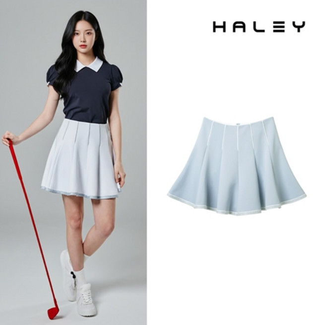 헤일리골프 여성 레이스 배색 플레어 큐롯 스커트 HSBKK1201