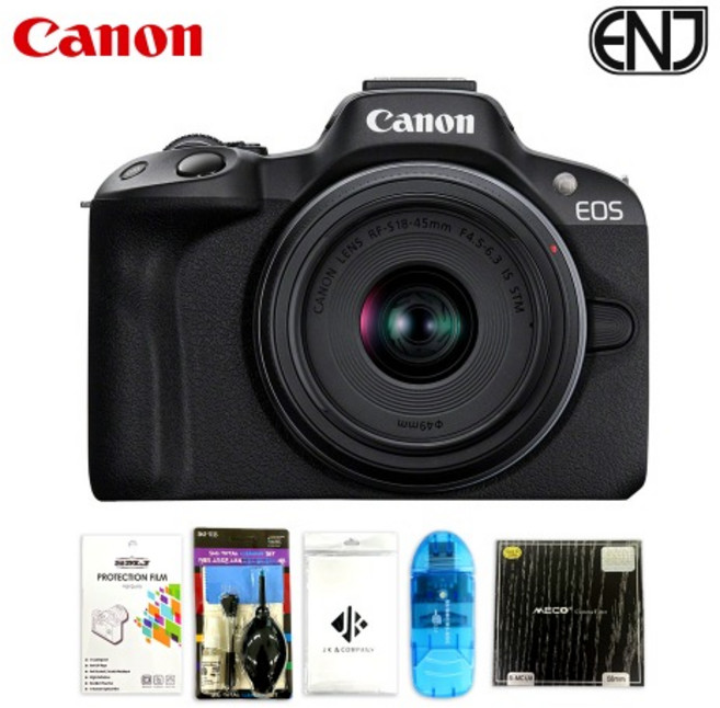 [캐논정품] EOS R50 18-45 Kit 미러리스 카메라+5종 풀패키지 / ENJ, 블랙