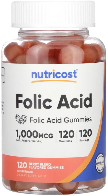 단백질 비타민 철분 마그내슘 칼슘 Nutricost 엽산 구미젤리 베리 혼합물 1000mcg 구미젤리 120개 고루고루섭취해주세요, Nutricost엽산구미젤리베리혼합물1000mcg구미젤, 1개, 120정 - 쿠팡