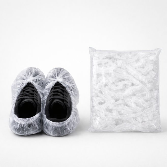 비닐 덧신 신발 방수 커버, 화이트 100매