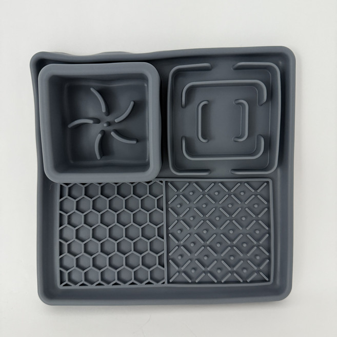 꼬물이네샵 반려동물 급체방지 흡착식 슬로우식기 실리콘식기 리킹매트, 1개, 다크그레이