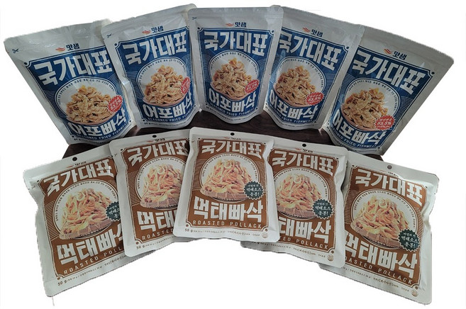 맛샘 국가대표 어포빠삭 먹태빠삭 5봉외 4종 맛보장 국민간식 맥주안주 달콤매콤 마른안주 건어물간식, 먹태빠삭5봉
