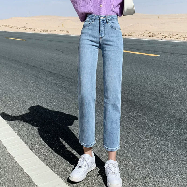 couchsurfing 여성 하이웨스트 슬림핏 데님 바지