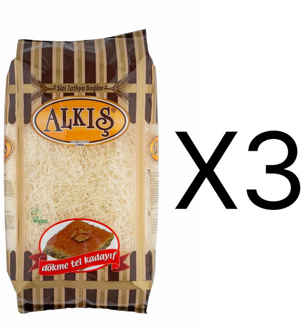 Alkis 알키스 카다이프면 두쫀쿠재료 미국직배송, 500g, 3개