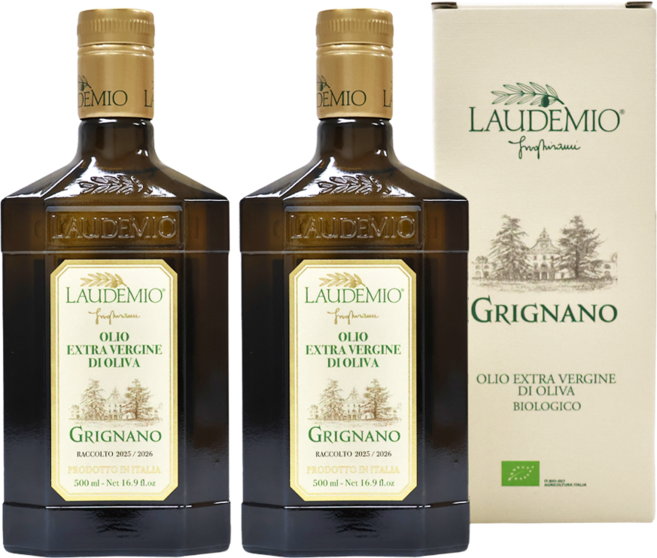25/26햇올리브 라우데미오 그리냐노 유기농 엑스트라버진 올리브 오일 100% 이탈리아산 산도 0.13, 2개, 500ml