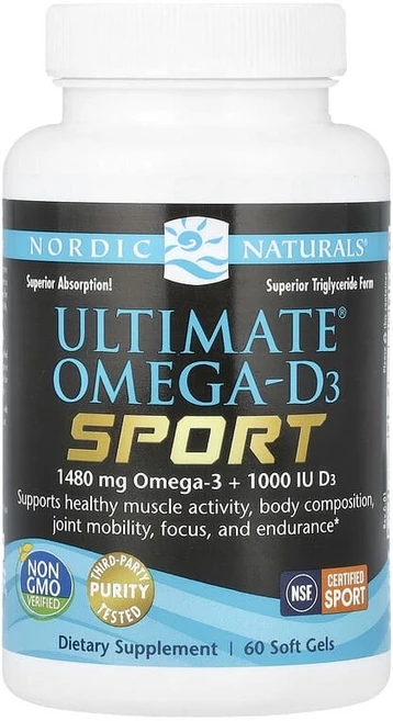 Nordic Naturals 노르딕 네추럴스 얼티메이트 오메가3 스포츠 1000mg 60캡슐, 1개, 60정 - 쿠팡