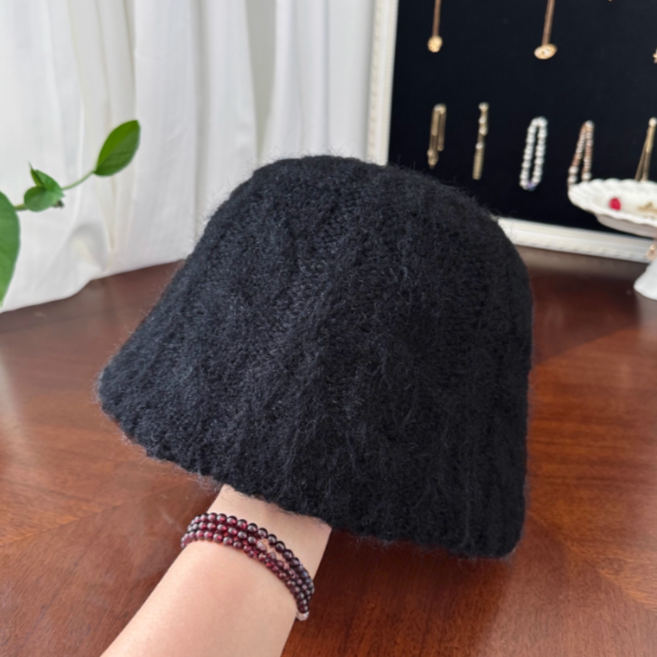 ZAJA 심플 니트 모자 겨울 방한용 버킷햇 벙거지 데일리 코디용