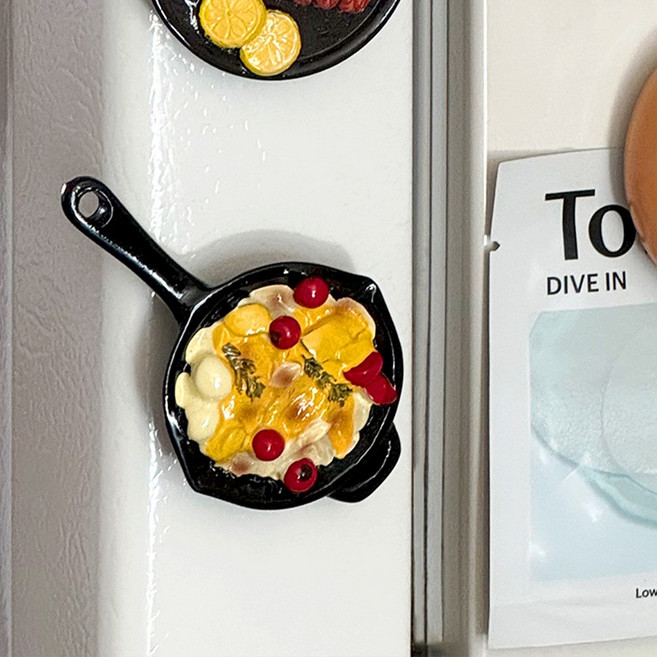 푸드 미니어처 마그넷 냉장고 자석, 23.오믈렛팬