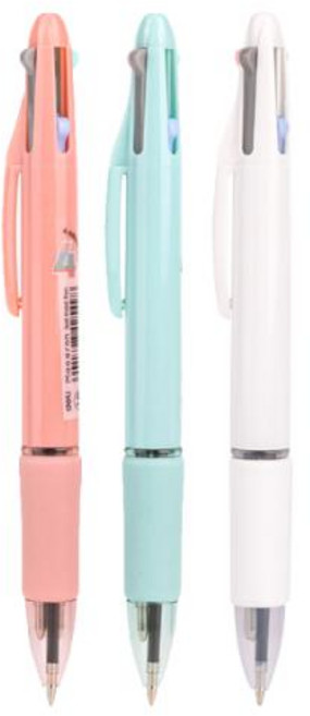 EQ181 4색 볼펜 1 0mm 화이트 핑크 블루 랜덤 6개, 단품, 단품