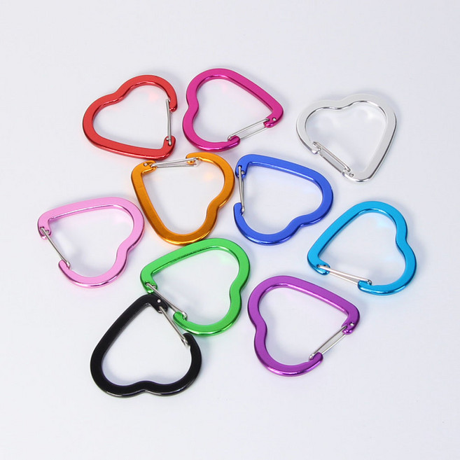 슬림 하트 카라비너 고리, 10개, 혼합
