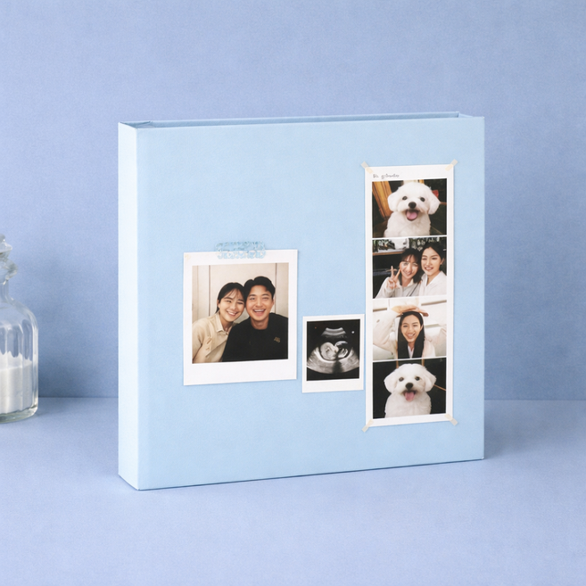 오늘의 픽 프리미엄 레더 히든 바인더 접착식 앨범, 블루, 25매