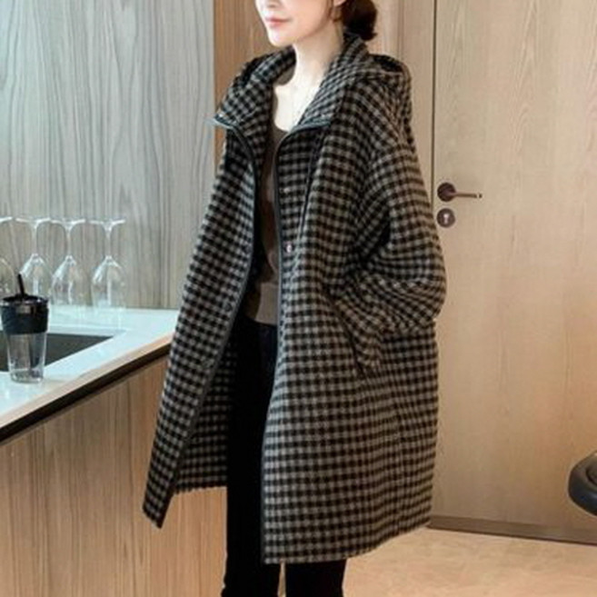 뉴욕멋쟁이 라노 집업체크 하프후드코트 (55~99사이즈까지)