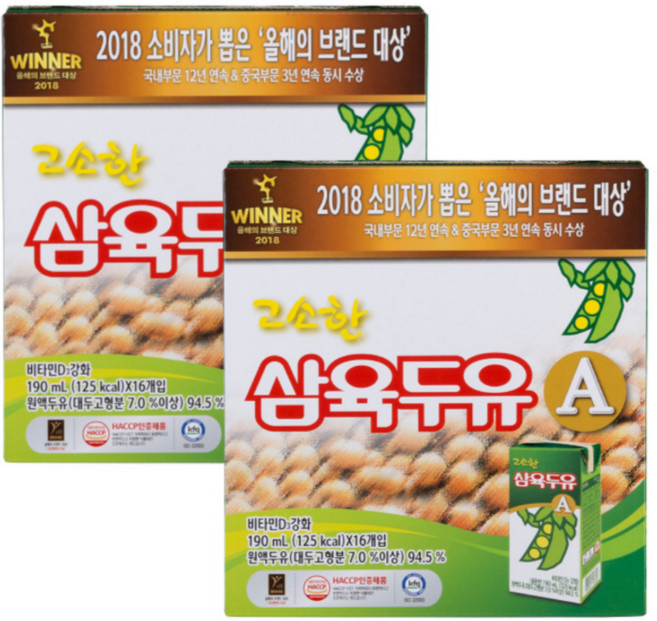 삼육두유 고소한 두유 A, 190ml, 32개